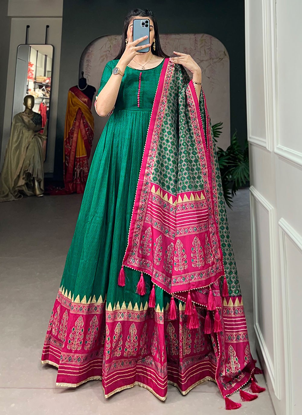 Tussar Silk Gown - G1733