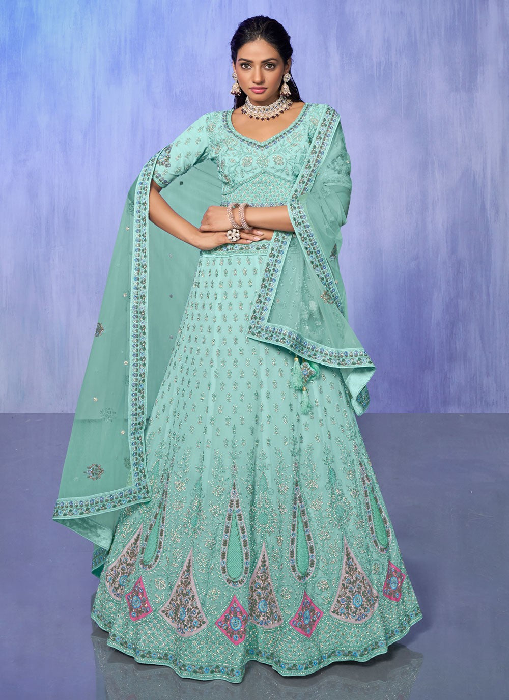 Embroidered Georgette A - Line Lehenga - L1332