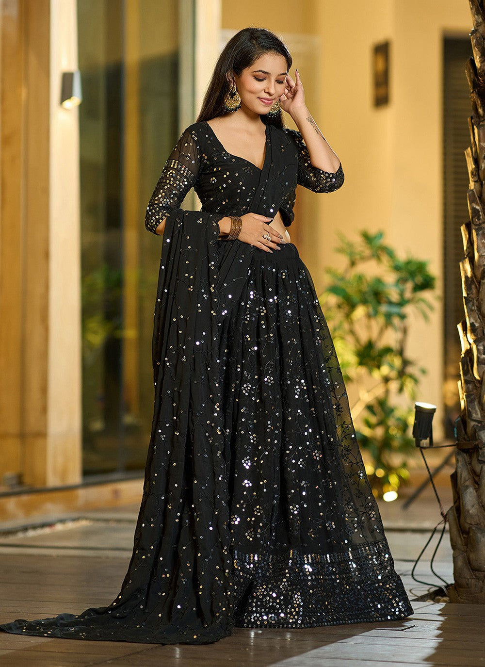 Embroidered Georgette A - Line Lehenga - L2308