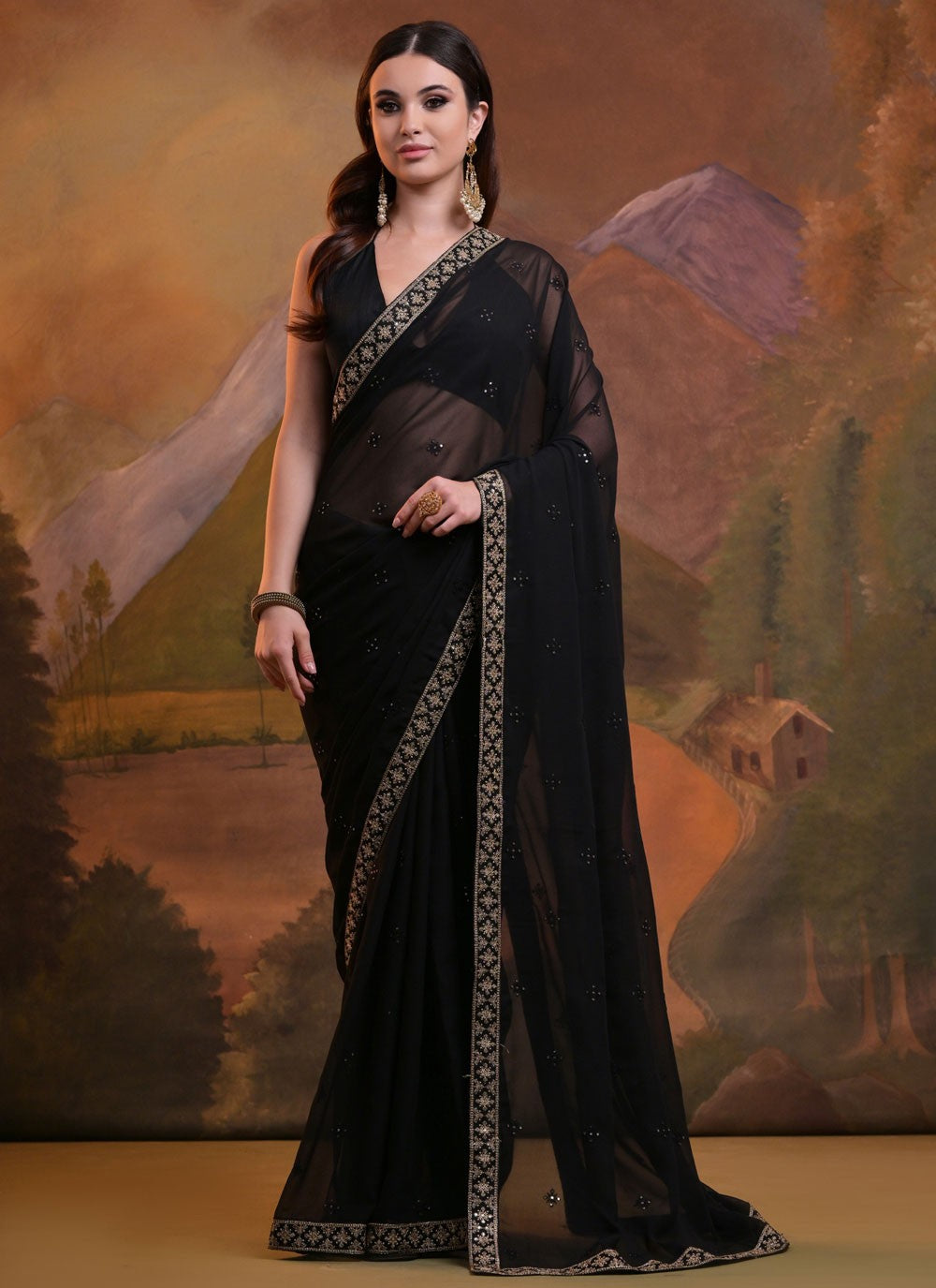 Classic Lace Georgette Saree - S7067