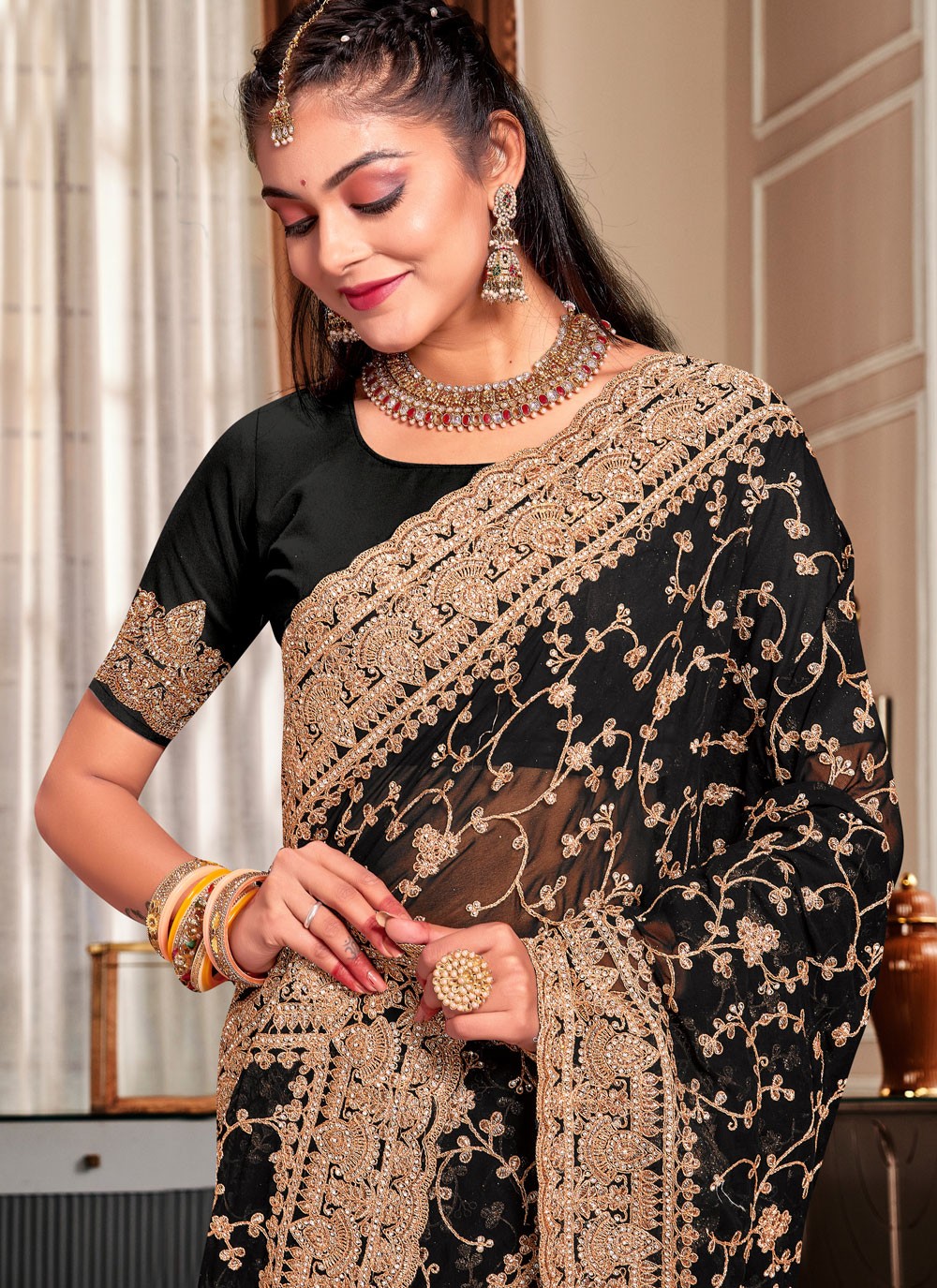 Trendy Cord Georgette Saree - S5426