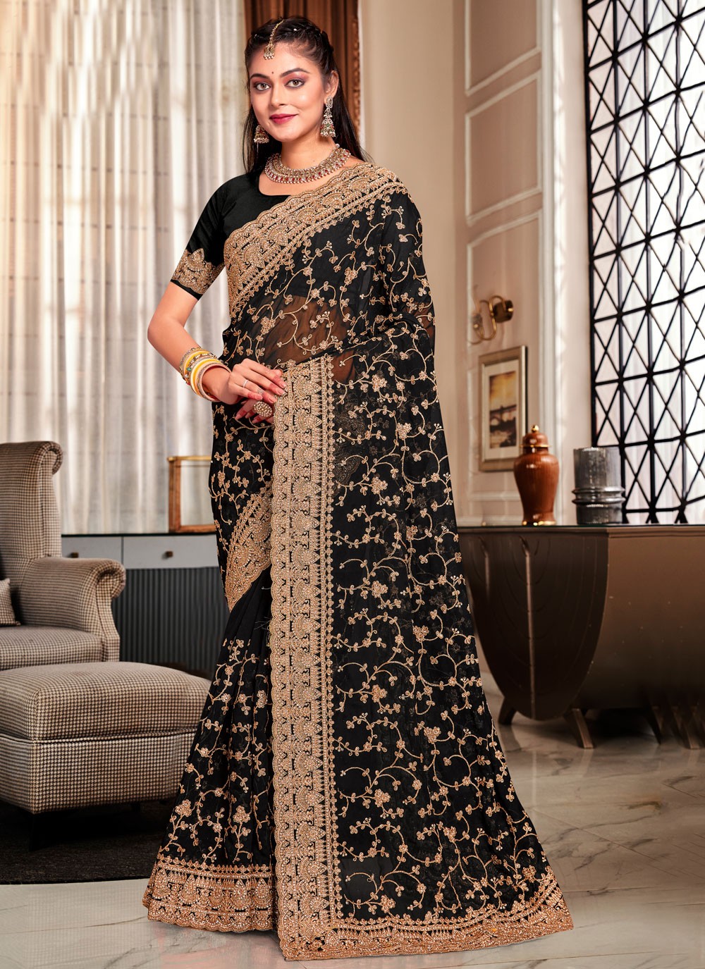 Trendy Cord Georgette Saree - S5426