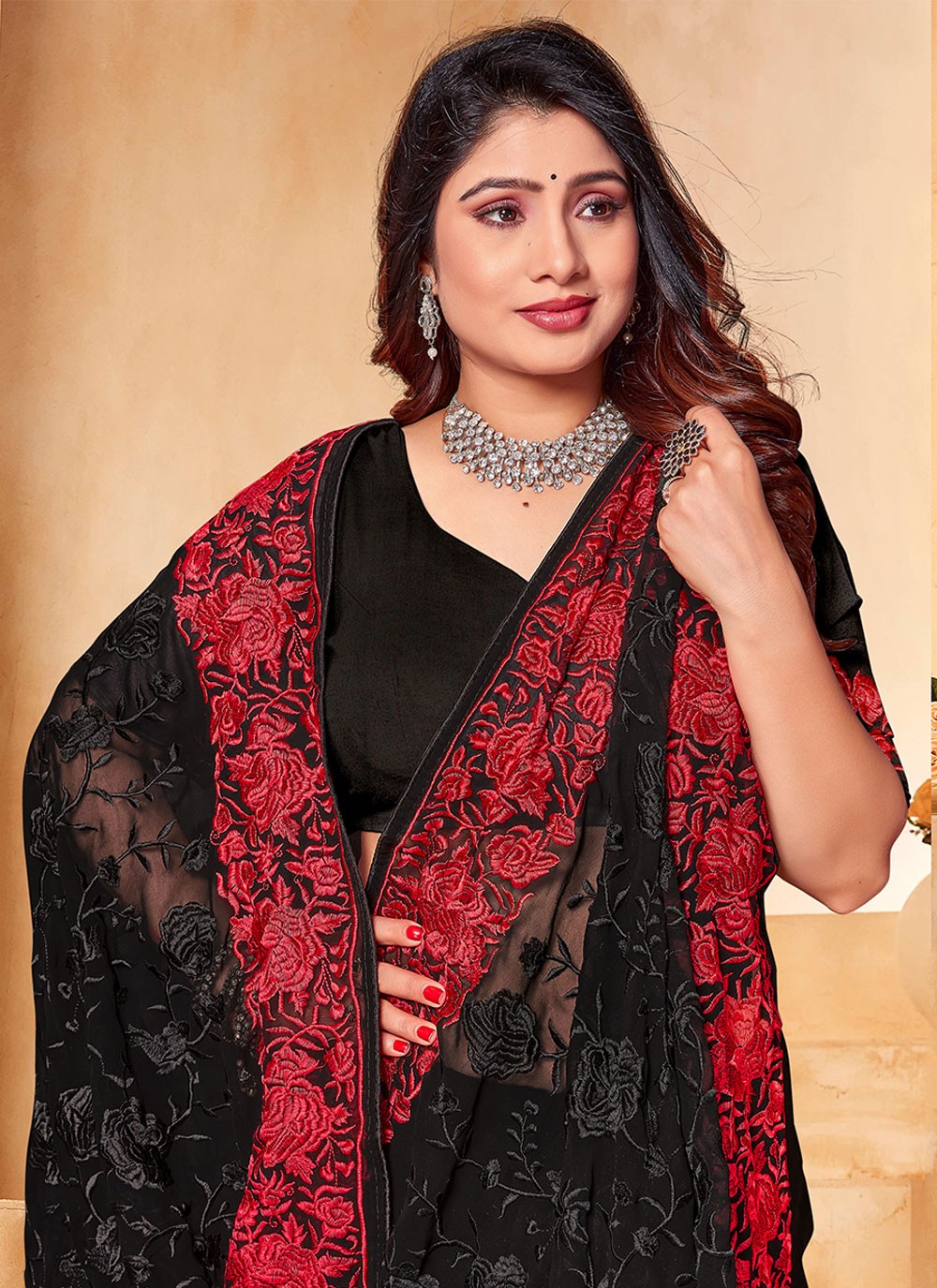 Classic Embroidered Georgette Saree - S6262