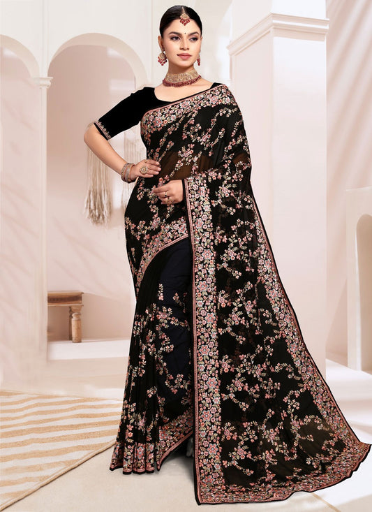 Classic Embroidered Georgette Saree - S8928