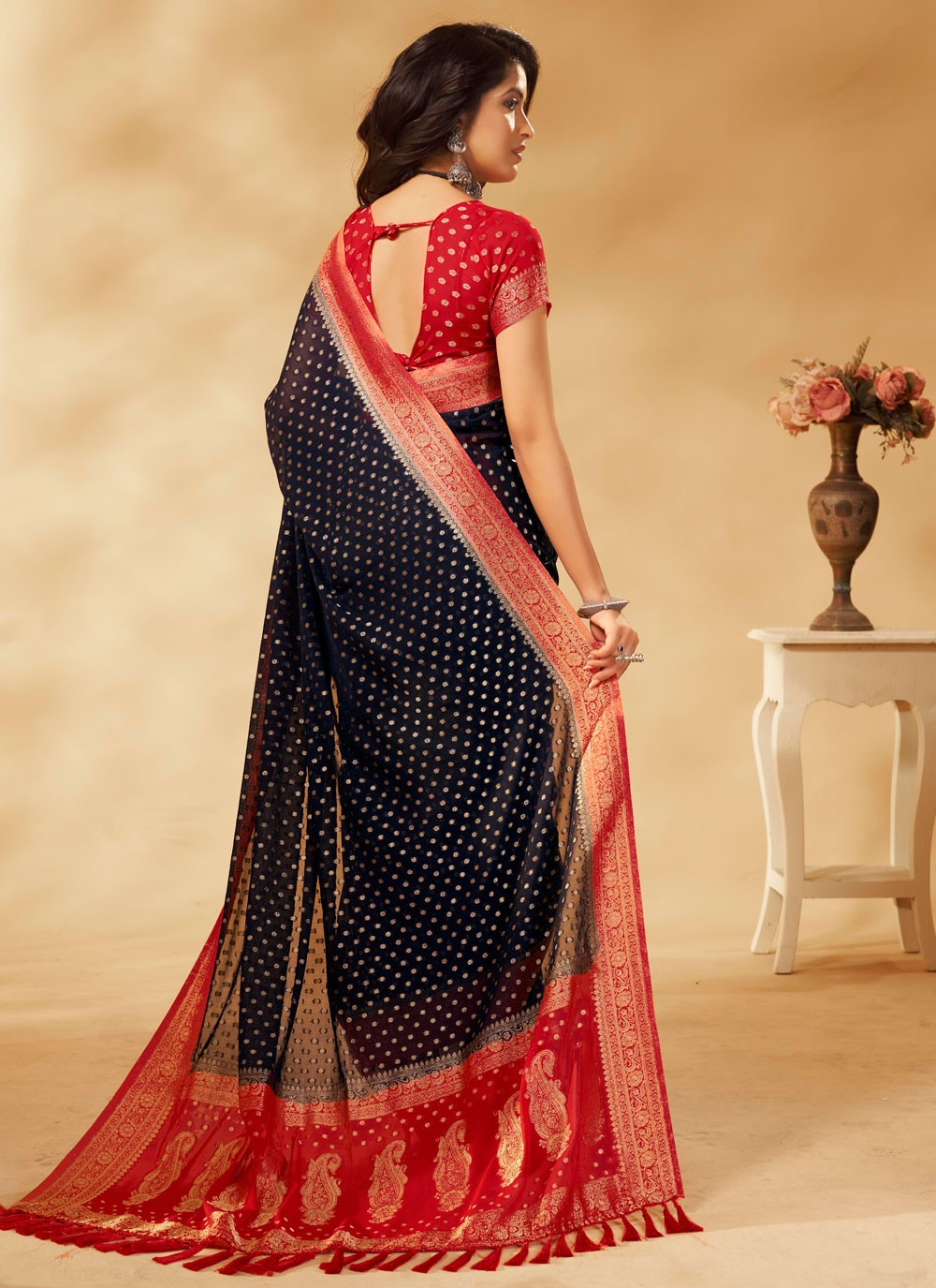 Contemporary Woven Georgette Saree - S4125