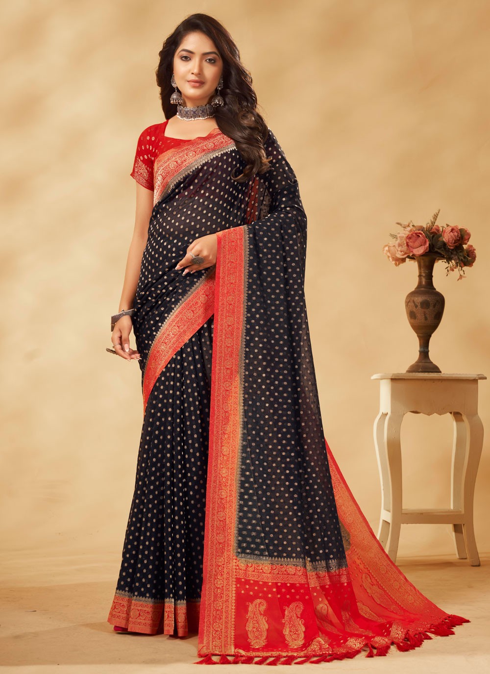 Contemporary Woven Georgette Saree - S4125