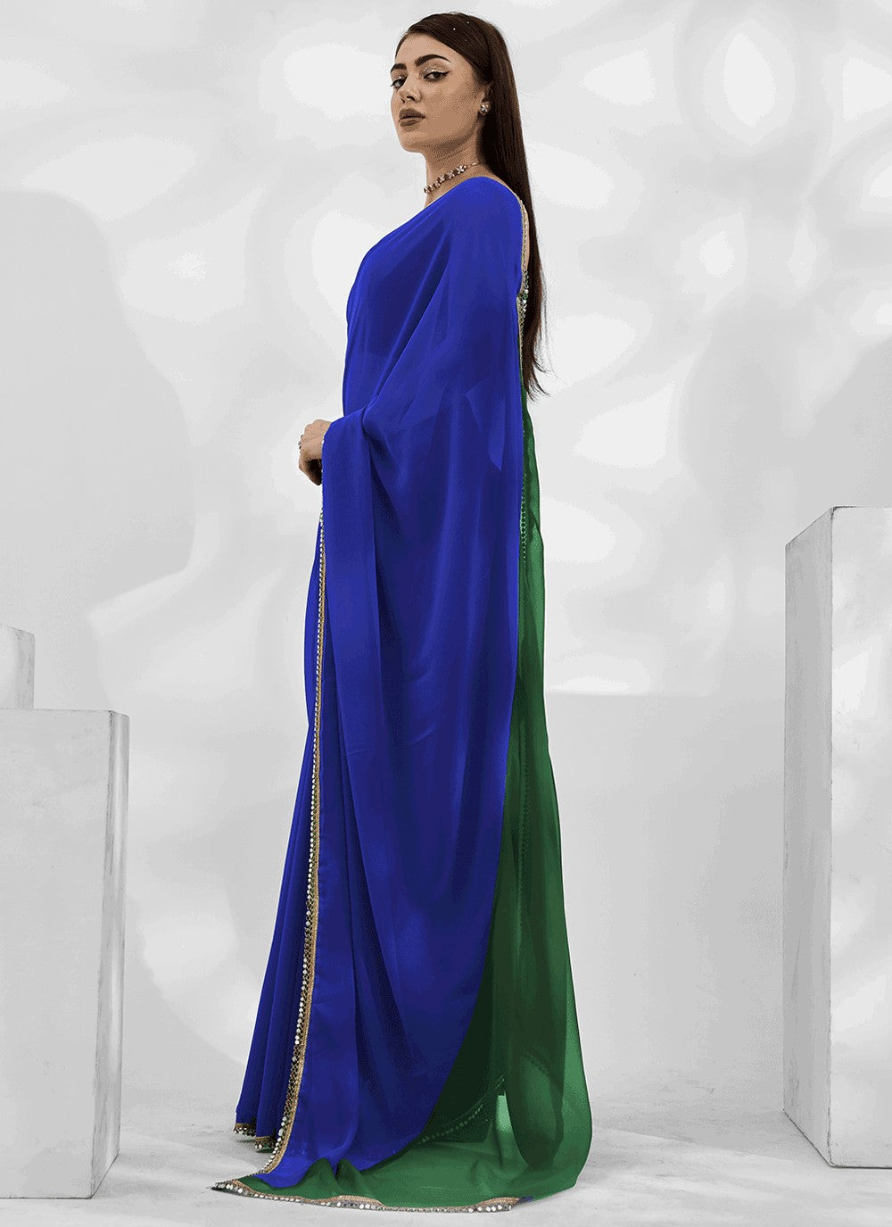 Designer Border Work Jimmy Chu Wine Saree - S10997