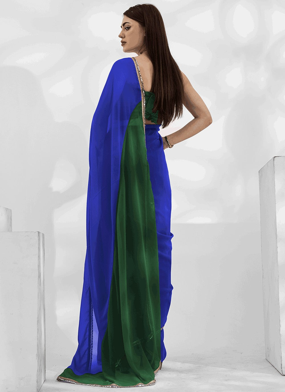 Designer Border Work Jimmy Chu Wine Saree - S10997