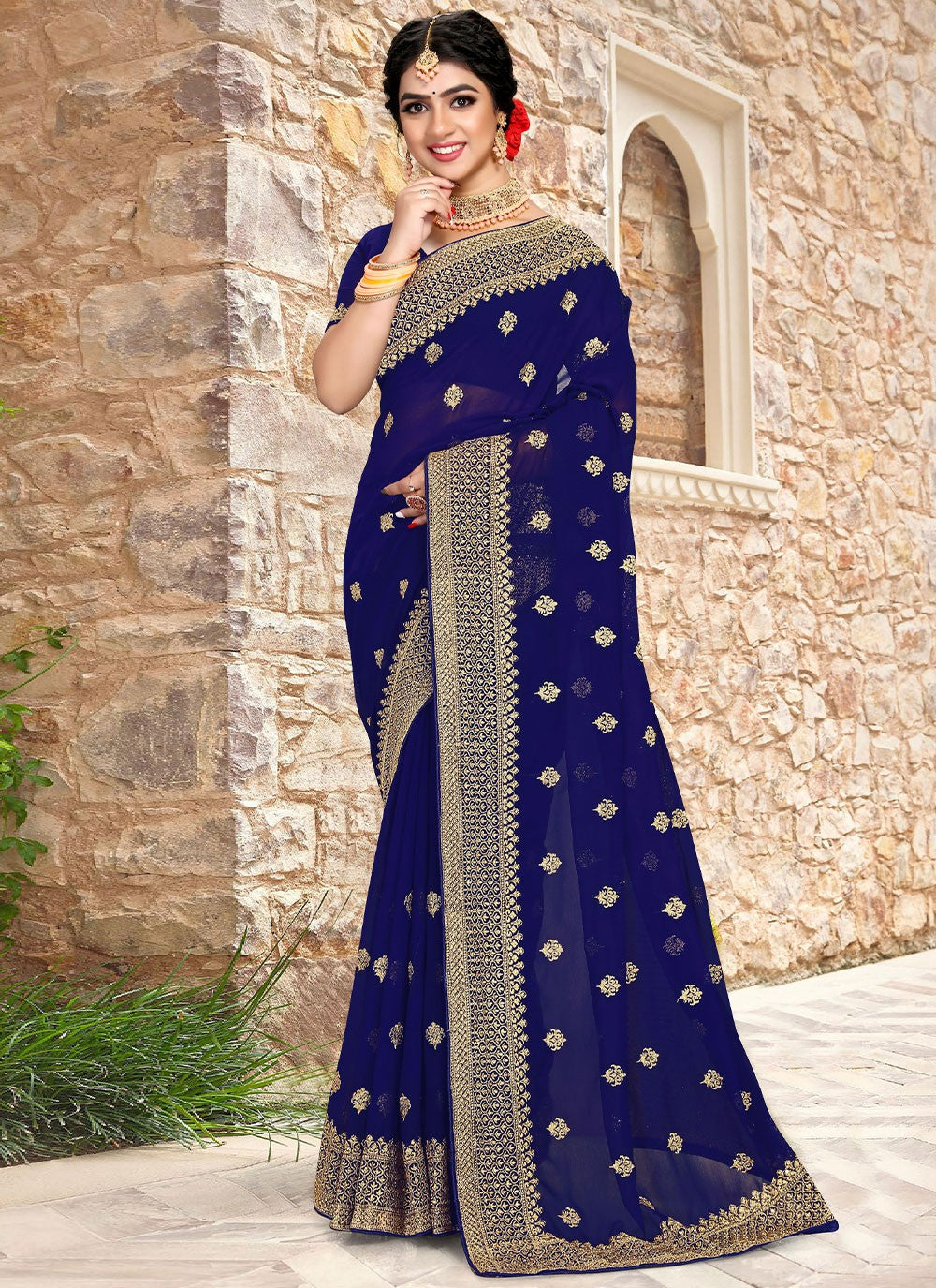 Saree Embroidered Georgette Saree - S2528