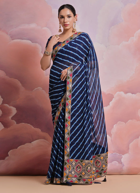 Trendy Border Work Georgette Saree - S4872