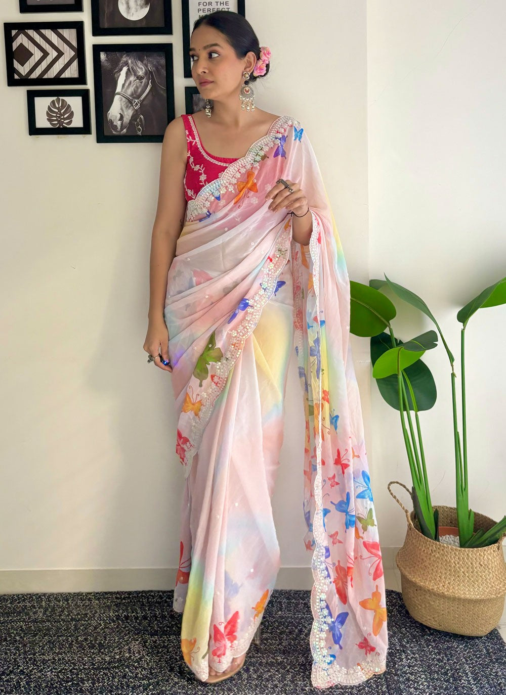 Classic Border Work Georgette Saree - S6978