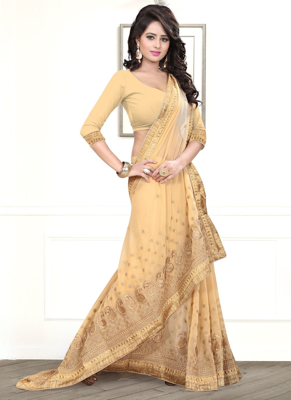 Classic Embroidered Georgette Saree - S4129