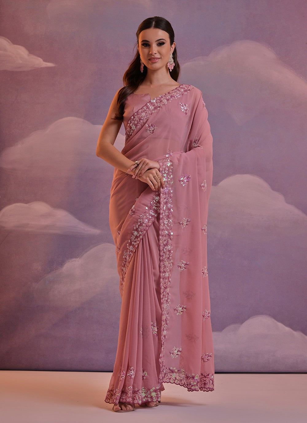 Casual Embroidered Georgette Saree - S6510