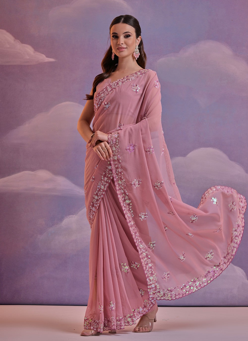 Casual Embroidered Georgette Saree - S6510