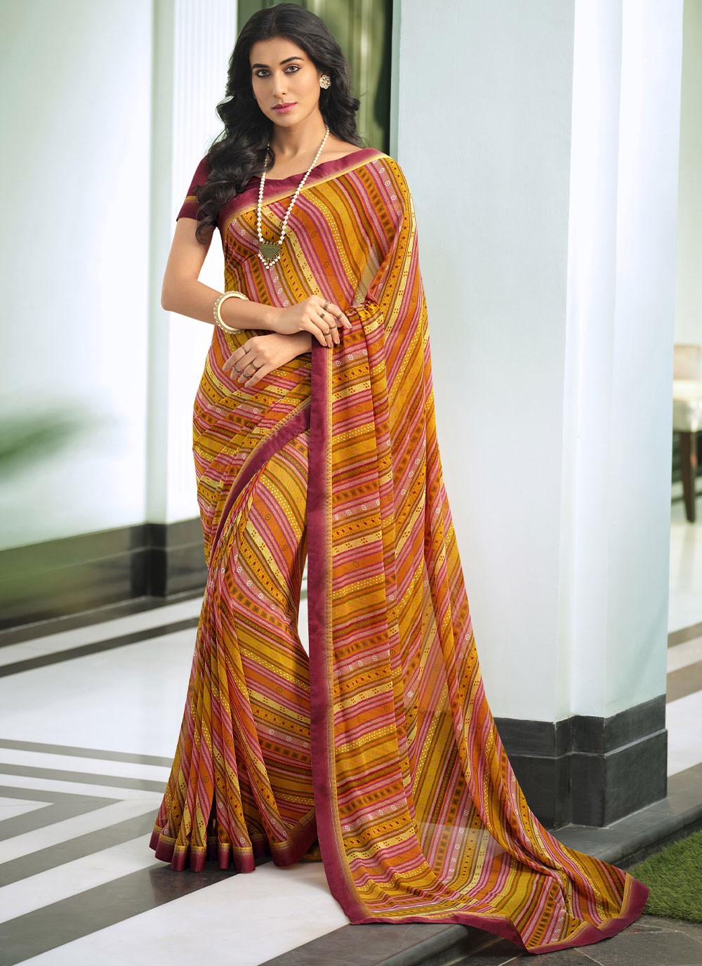 Traditional Lace Georgette Saree - S2868