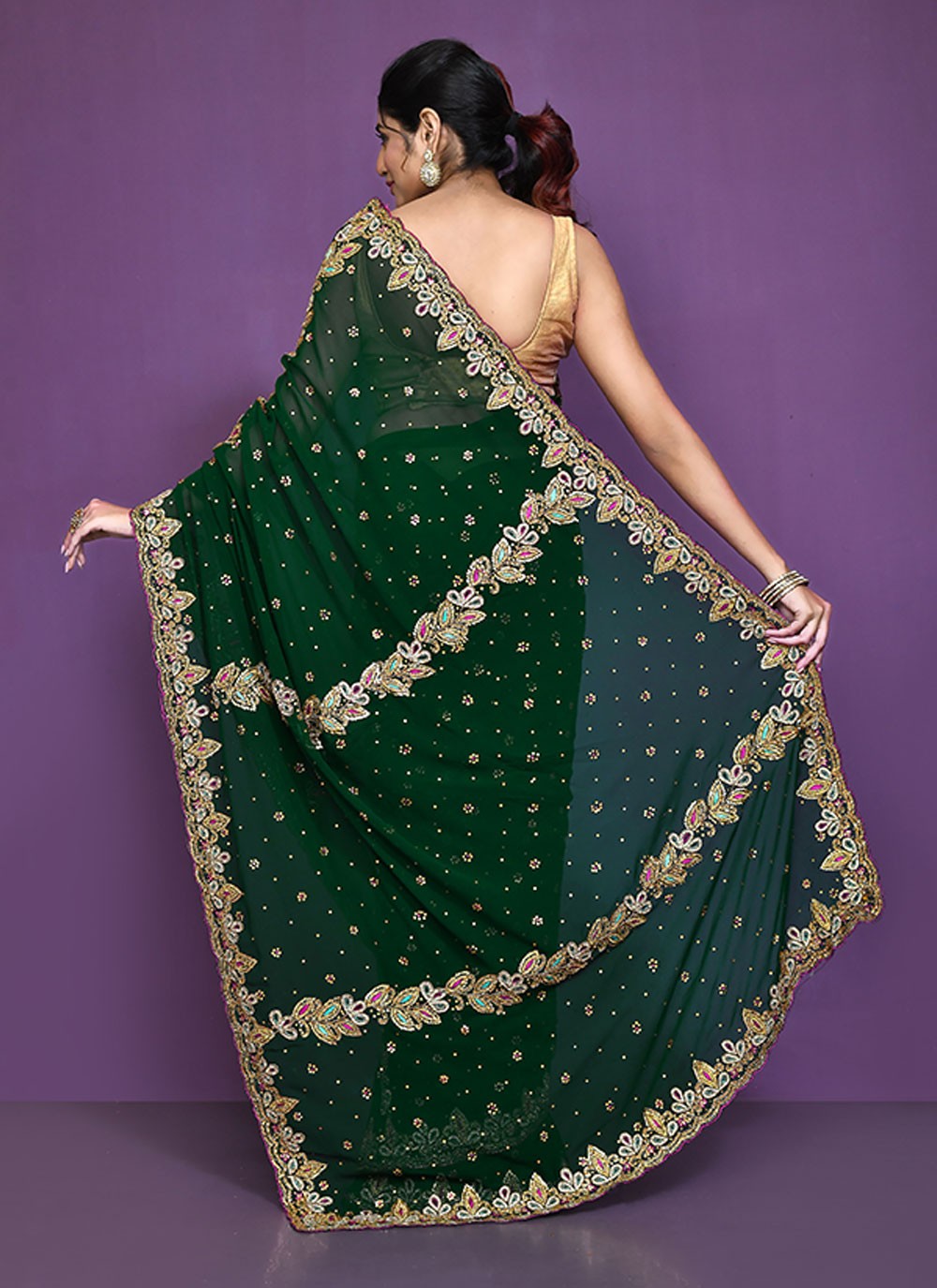 Classic Embroidered Shimmer Saree - S6521