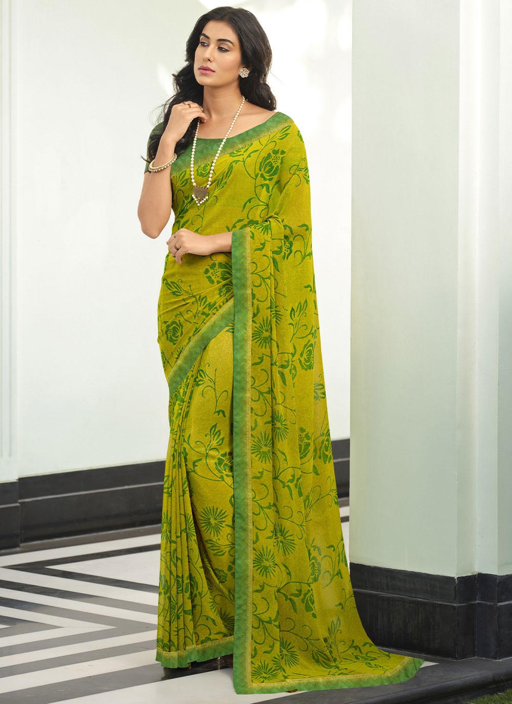 Traditional Lace Georgette Saree - S2868