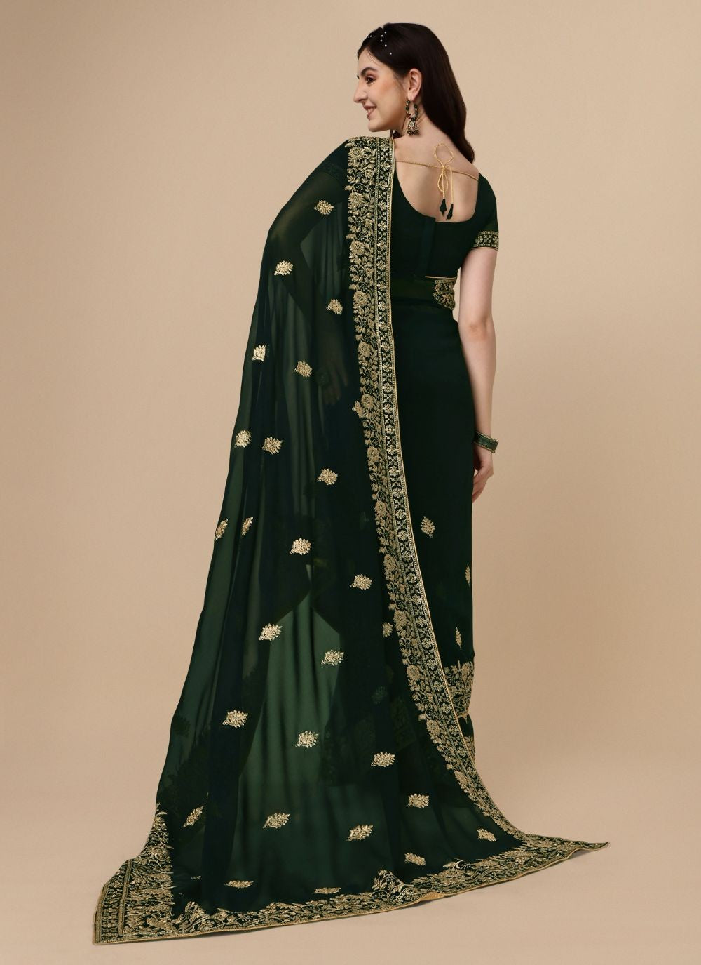 Classic Embroidered Georgette Saree - S4842