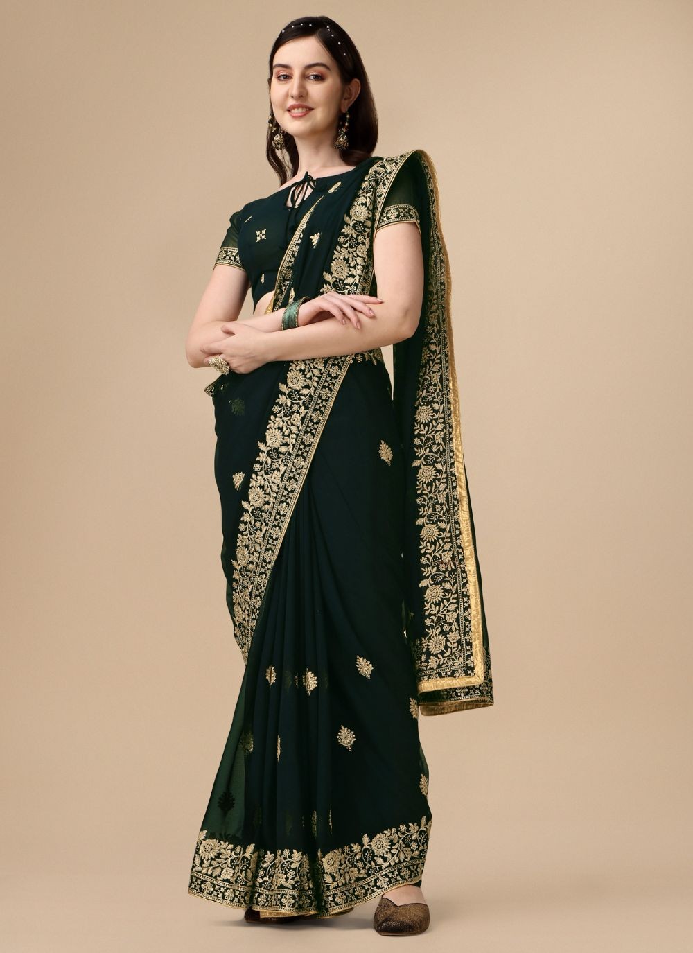 Classic Embroidered Georgette Saree - S4842