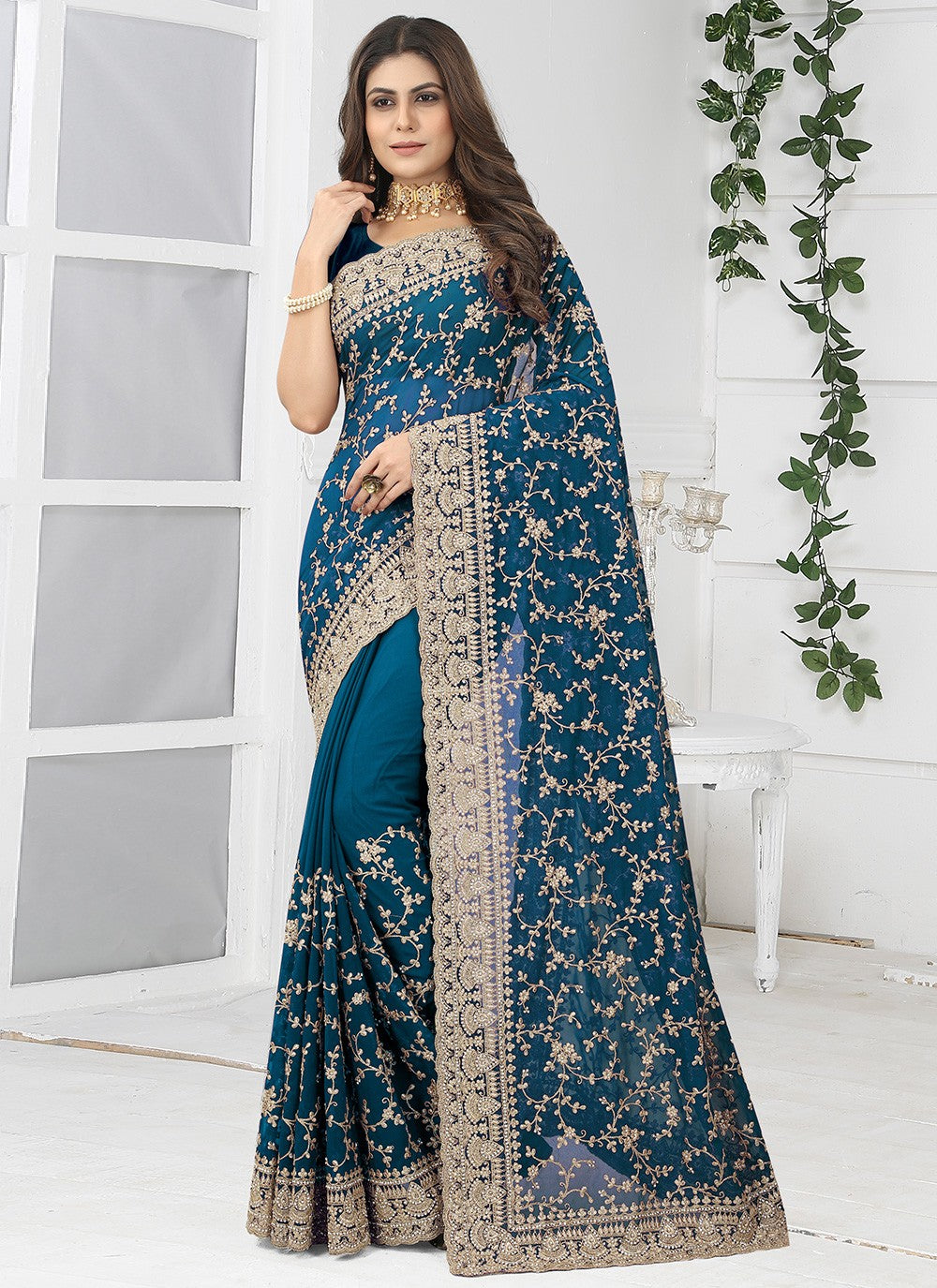 Classic Embroidered Georgette Saree - S2787