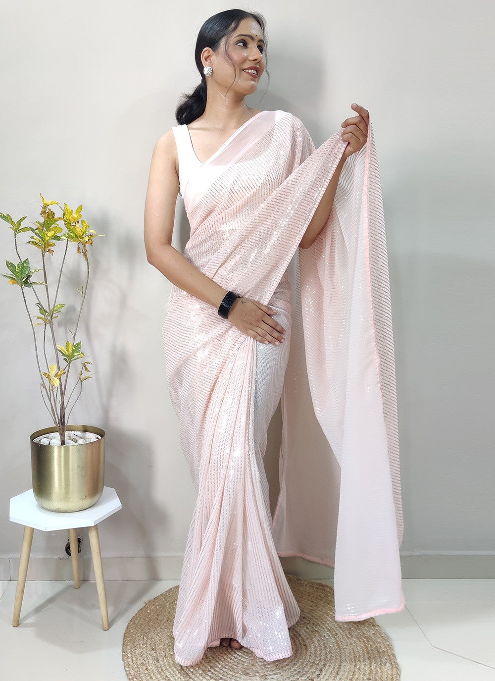 Contemporary Sequins Georgette Saree - S2924