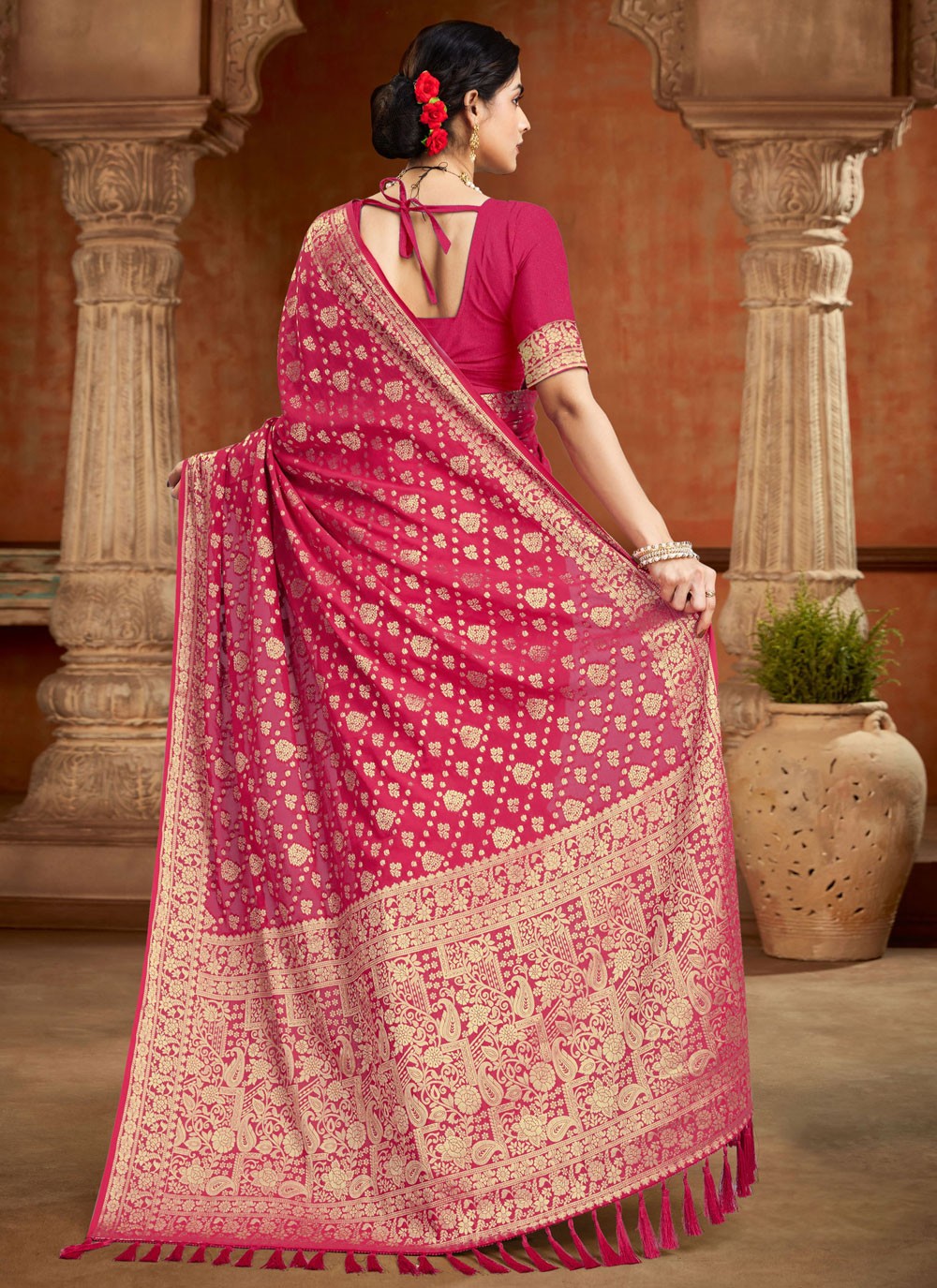 Classic Woven Georgette Saree - S9092