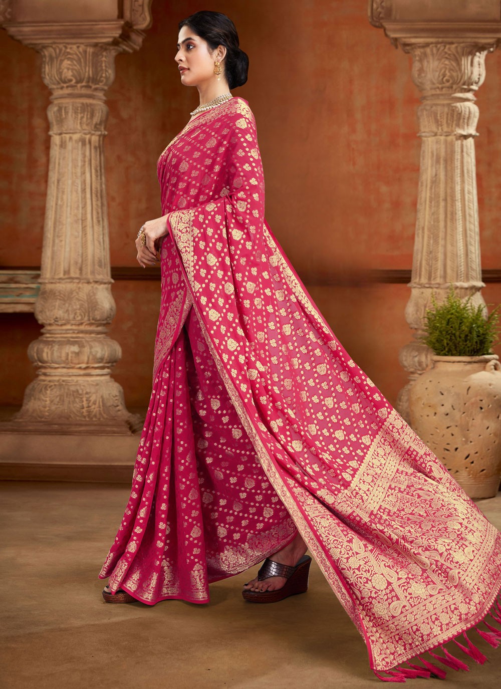 Classic Woven Georgette Saree - S9092