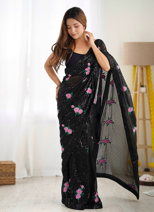 Classic Embroidered Georgette Saree - S8567