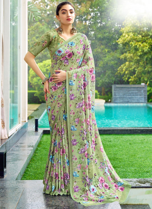 Classic Digital Print Georgette, Weight Less Saree - S9179