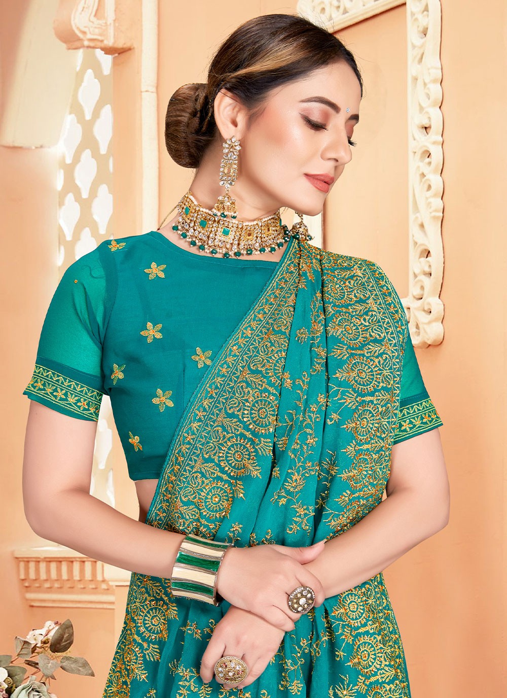 Classic Embroidered Georgette Saree - S1956