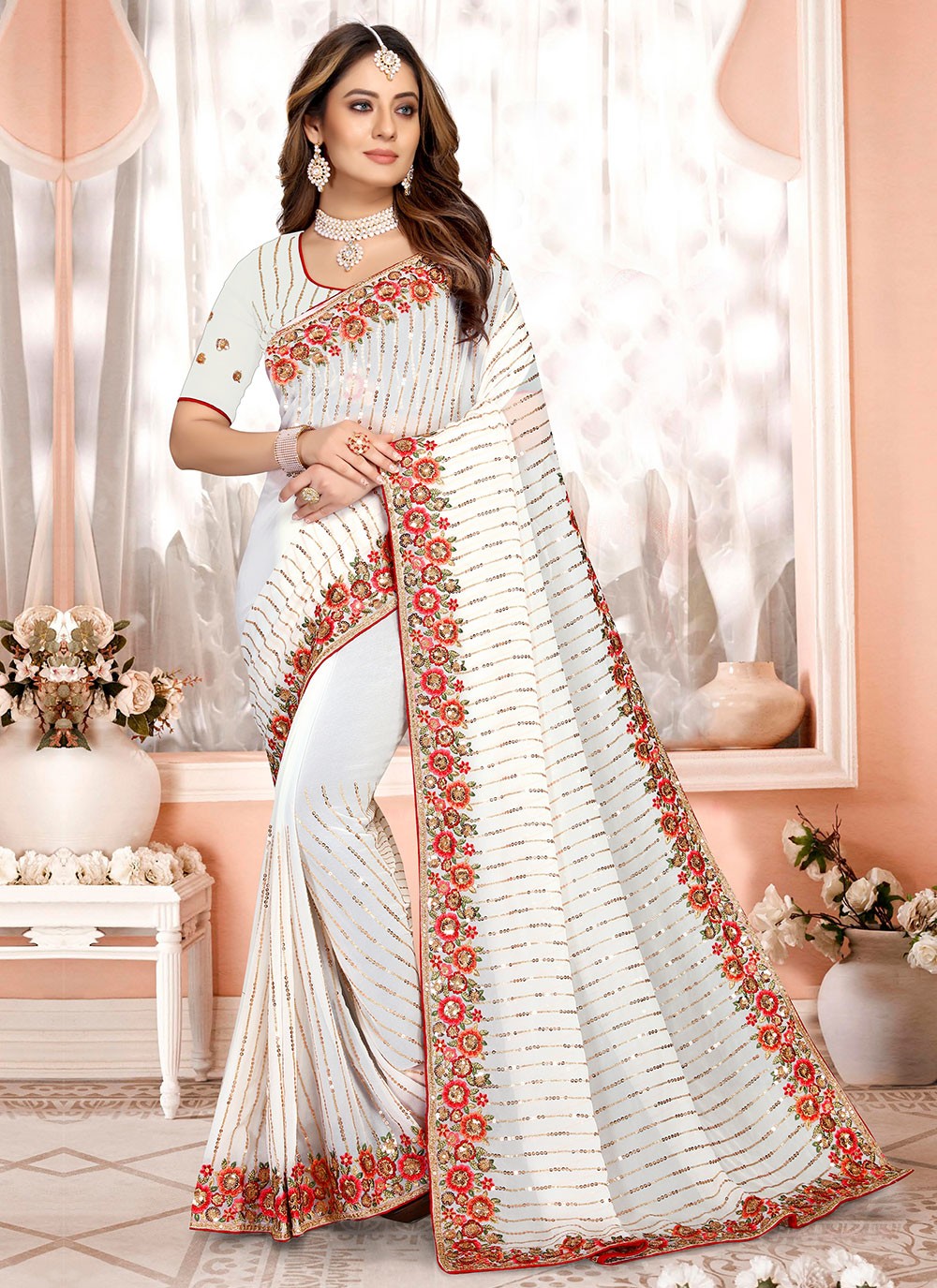 Bollywood Style Embroidered Georgette Saree - S1654