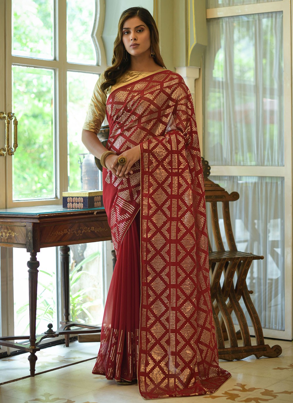 Classic Embroidered Georgette Saree - S1940