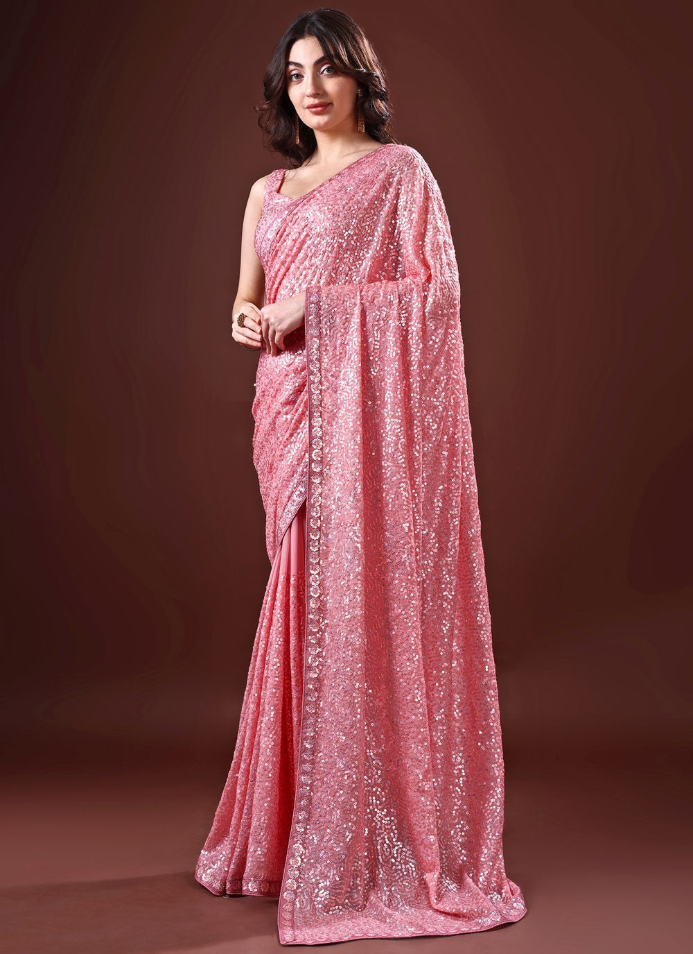 Classic Sequins Georgette Saree - S8734