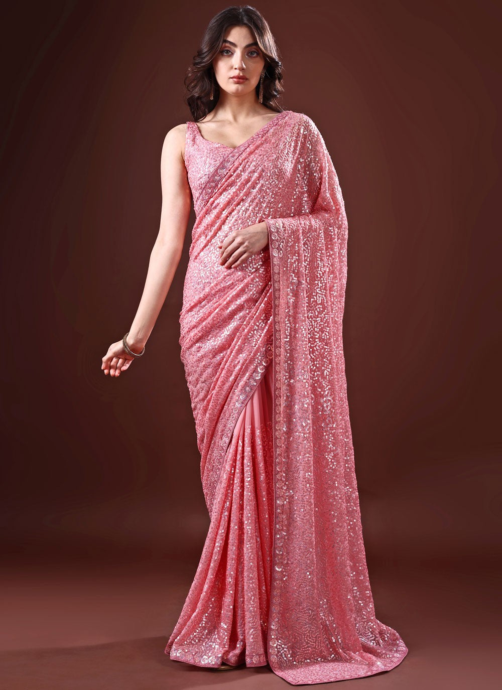 Classic Sequins Georgette Saree - S8734