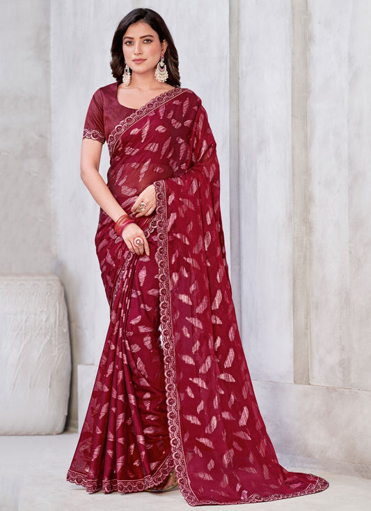 Contemporary Border Work Georgette, Jacquard Saree - S5482