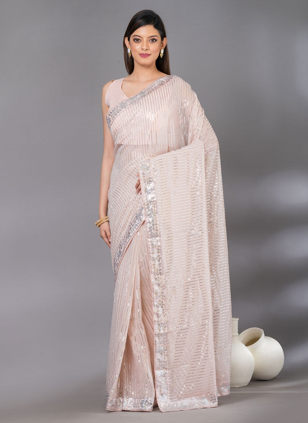 Classic Embroidered Net Saree - S4618