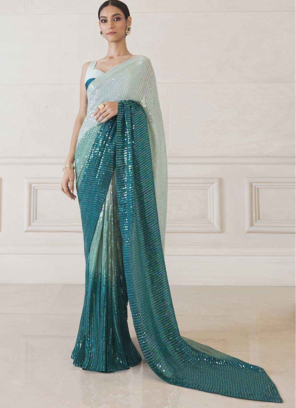 Shaded Sequins Georgette Saree - S2216