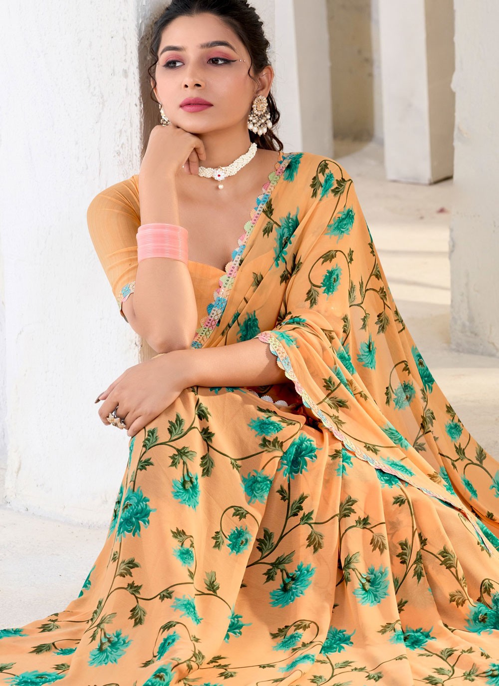 Classic Printed Georgette Saree - S9556