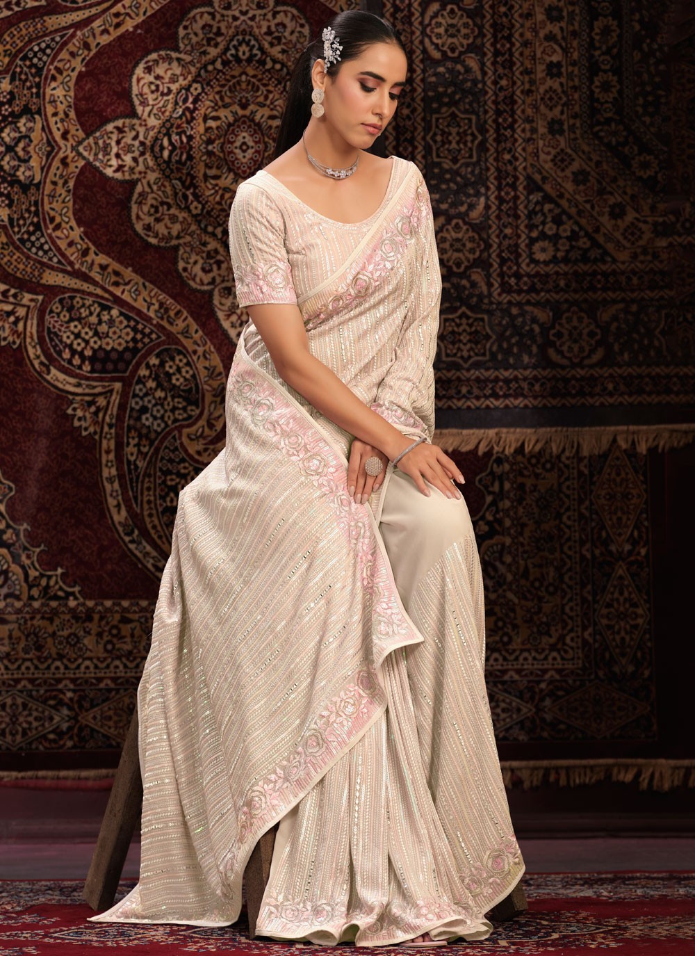 Classic Mirror Georgette Saree - S6287