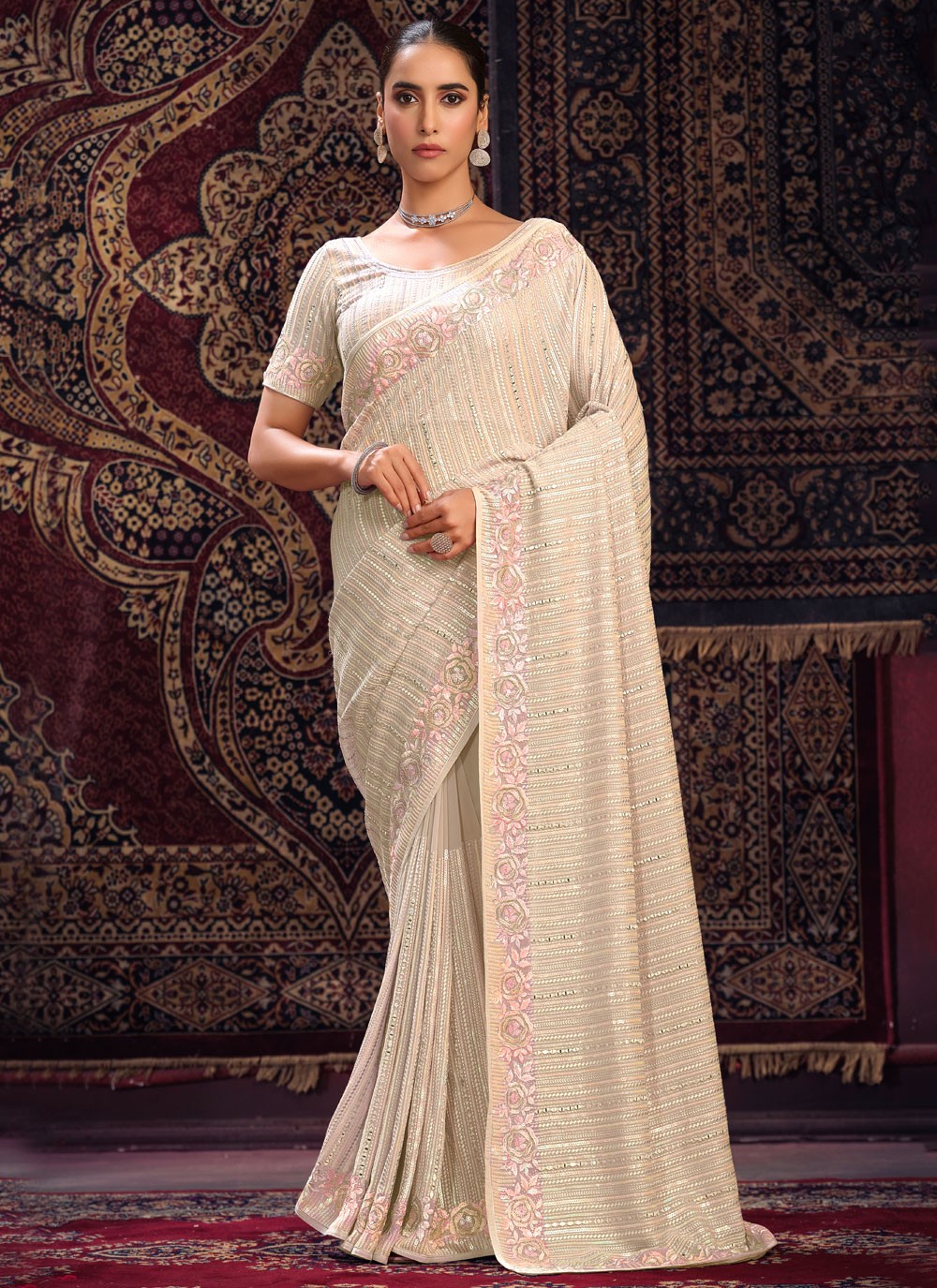 Classic Mirror Georgette Saree - S6287