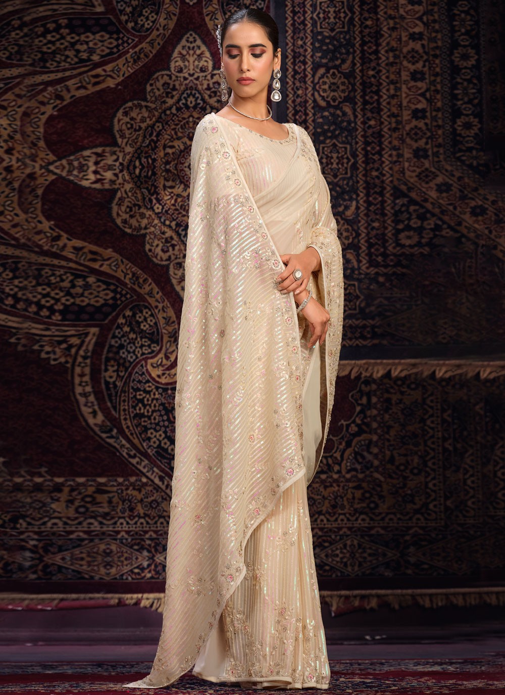 Classic Mirror Georgette Saree - S6287