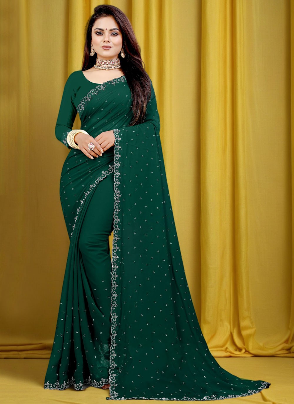 Classic Cutdana Chiffon Satin Saree - S10437