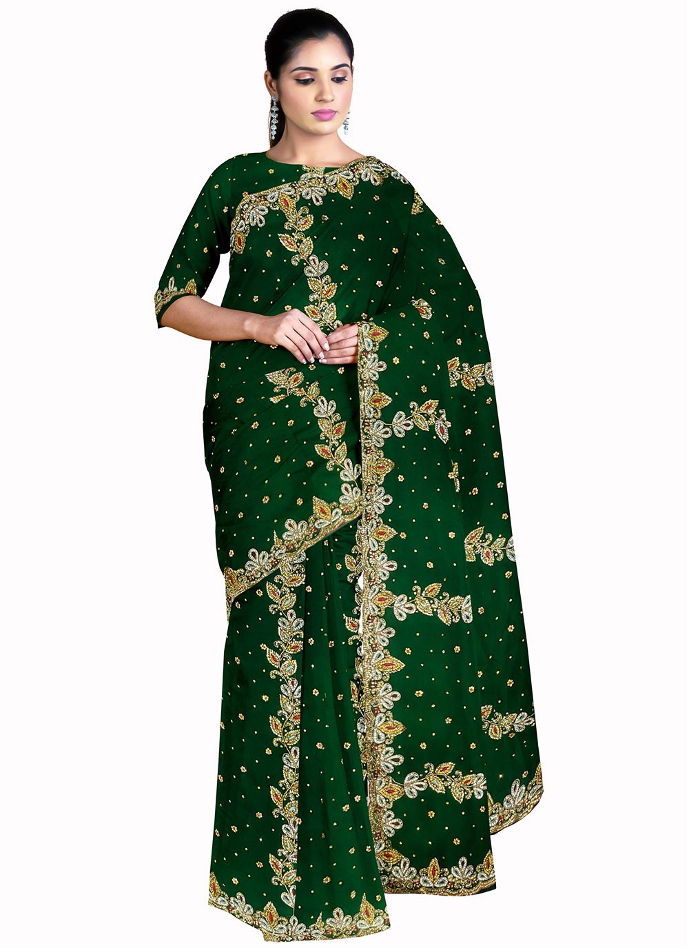 Classic Hand Embroidery Kanjivaram Silk Saree - S0803