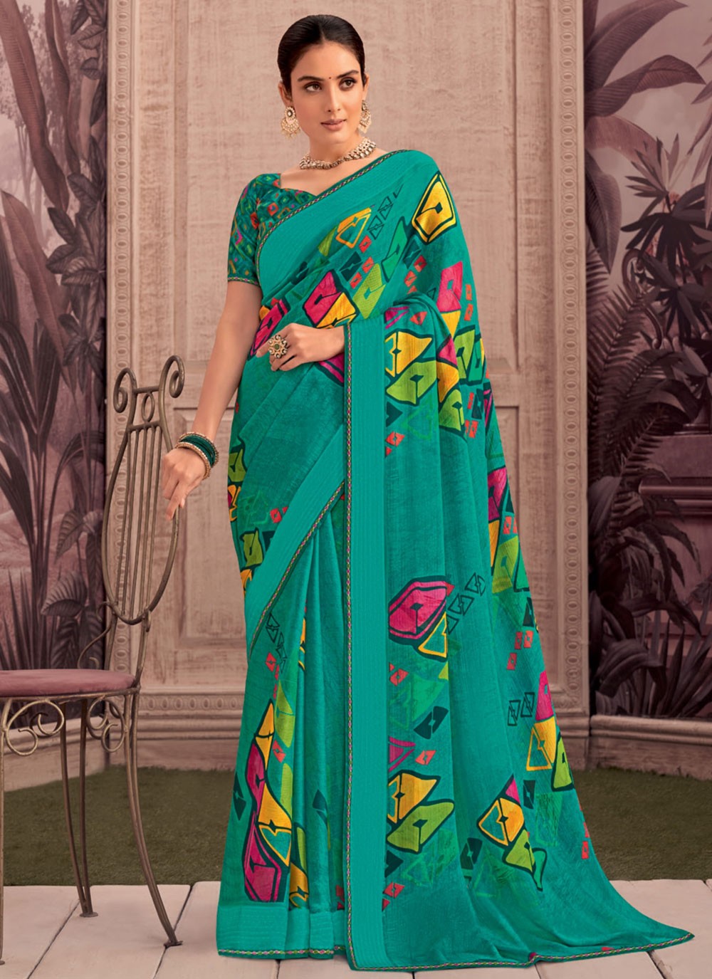 Classic Printed Georgette Saree - S9343