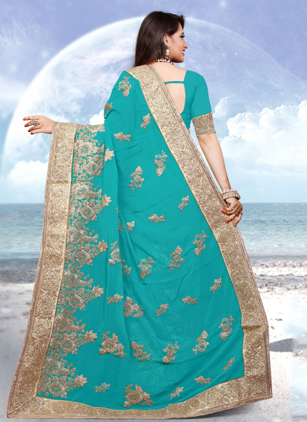 Classic Embroidered Georgette Saree - S0294