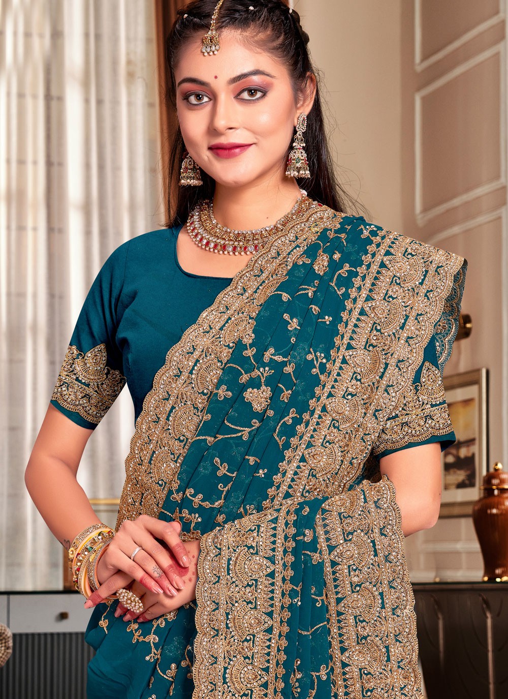 Trendy Cord Georgette Saree - S5426