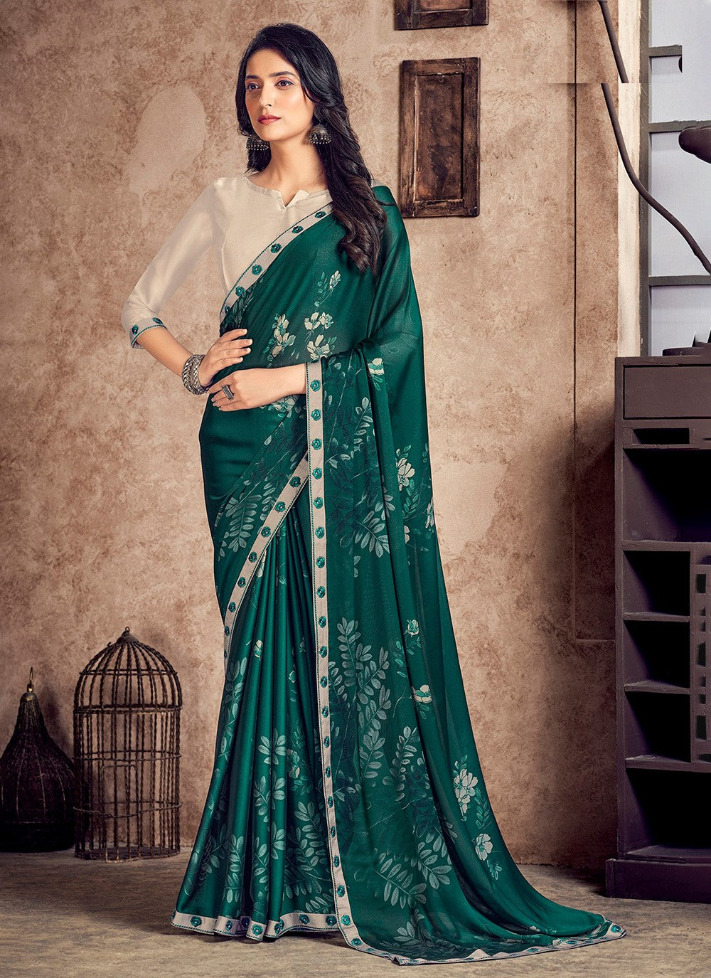 Classic Digital Print Georgette Saree - S3376