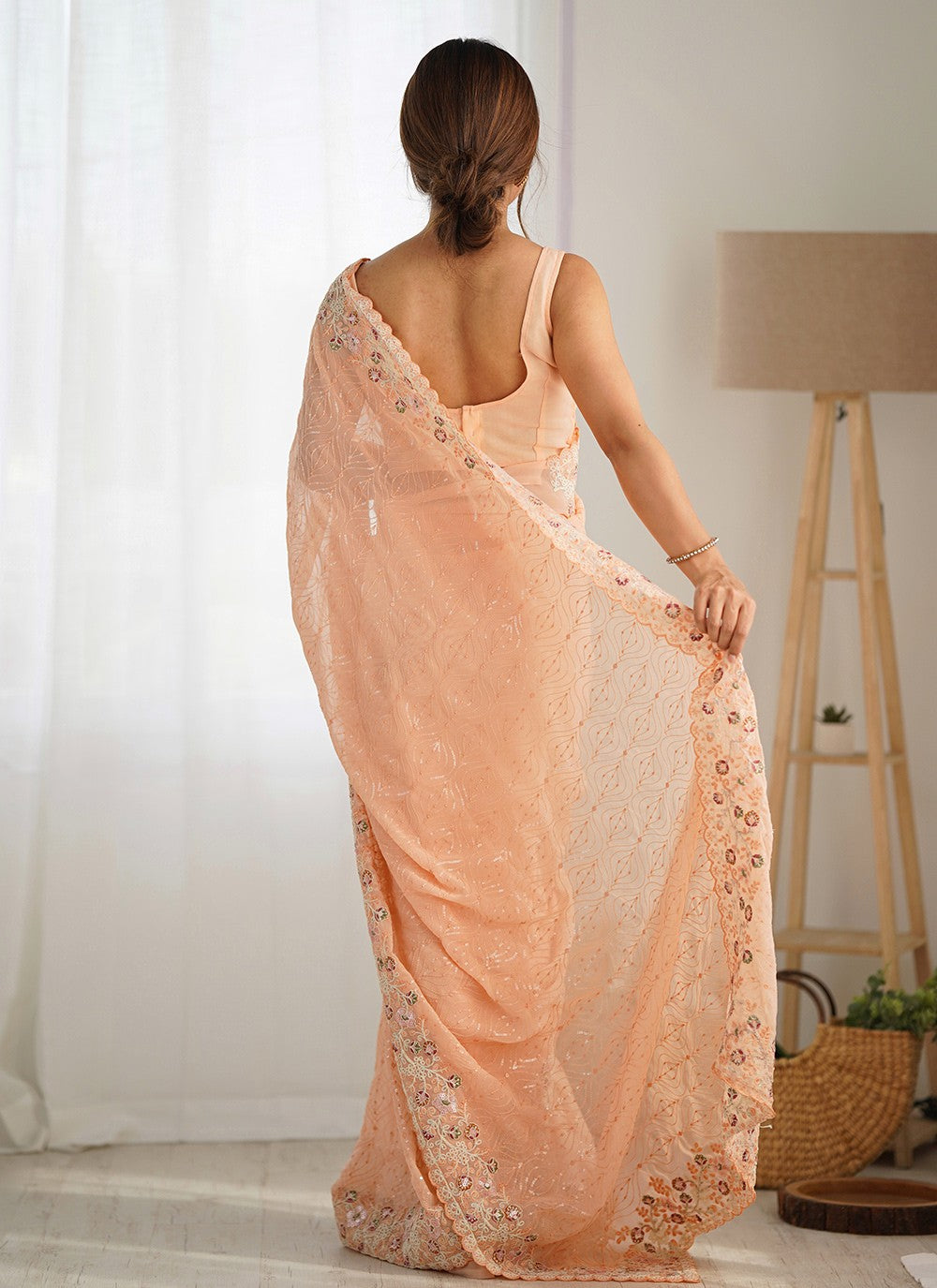 Classic Embroidered Georgette Saree - S8551