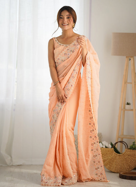 Classic Embroidered Georgette Saree - S8551