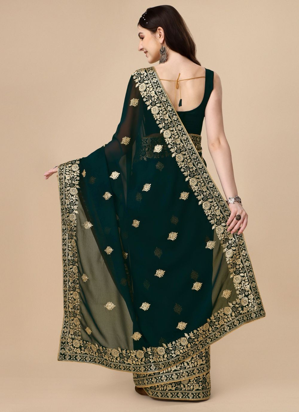 Classic Embroidered Georgette Saree - S4842